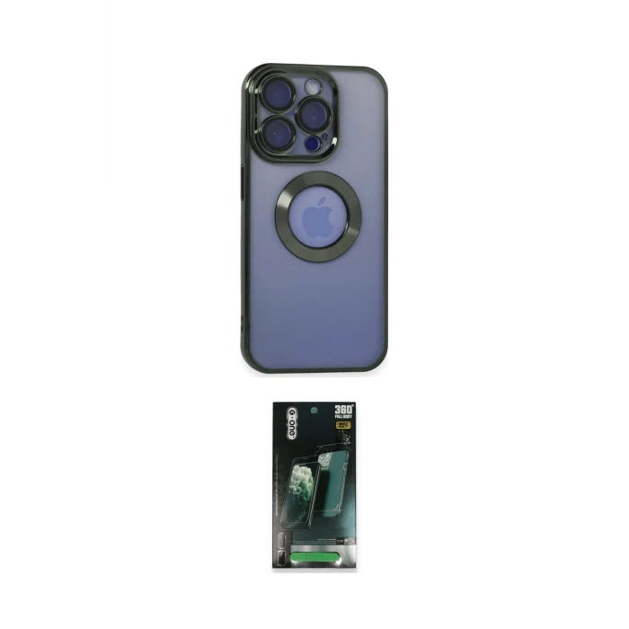 ieg™ iPhone 15 Pro Kılıf Pusula Form - Şeffaf 360 Full Body Arka Koruyucu