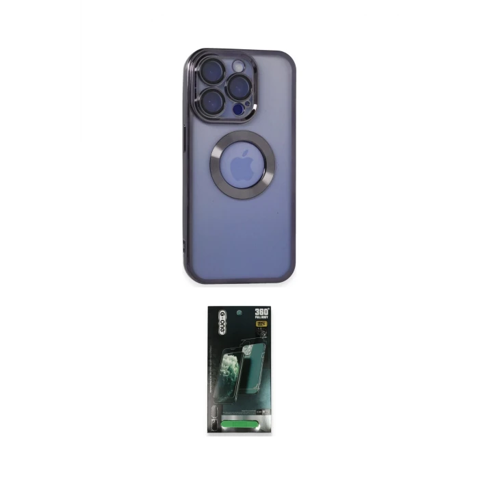 ieg™ iPhone 15 Pro Kılıf Pusula Form - Şeffaf 360 Full Body Arka Koruyucu