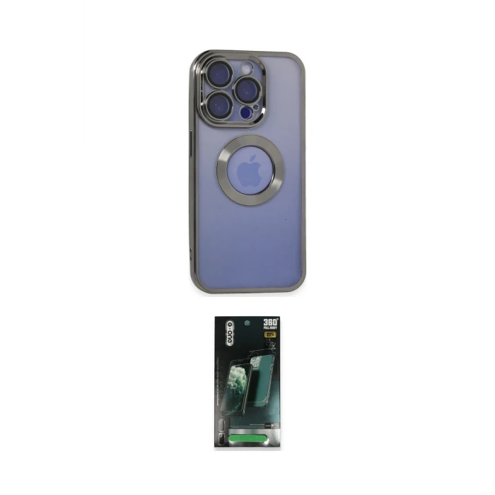 ieg™ iPhone 15 Pro Kılıf Pusula Form - Şeffaf 360 Full Body Arka Koruyucu