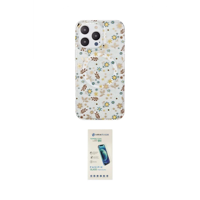 ieg™ iPhone 15 Pro Kılıf Pusula Form - Şeffaf Pasifik Cam Ekran Koruyucu