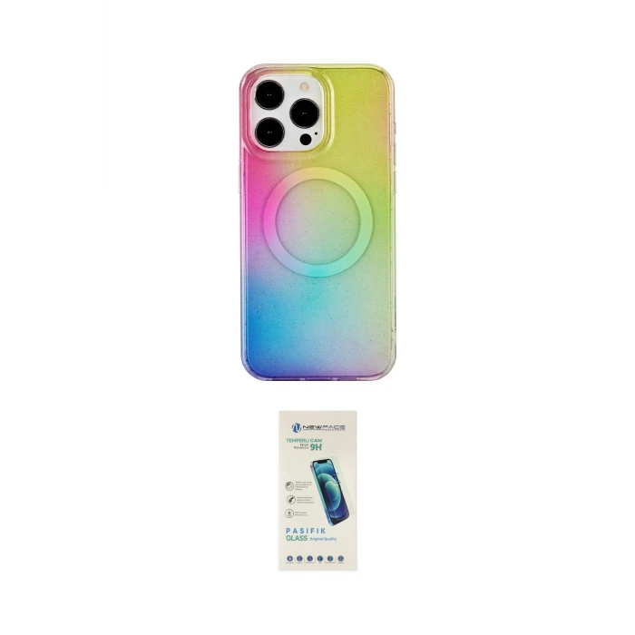 ieg™ iPhone 15 Pro Kılıf Pusula Form - Şeffaf Pasifik Cam Ekran Koruyucu
