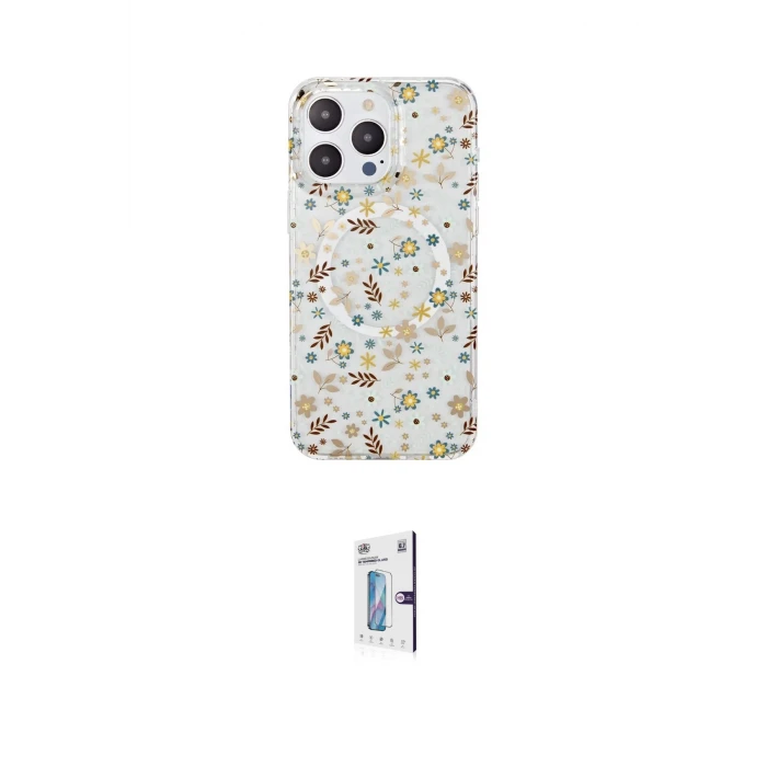 ieg™ iPhone 15 Pro Kılıf Pusula Form - Siyah Bilvis 0.18mm Plus Cam Ekran Koruyucu