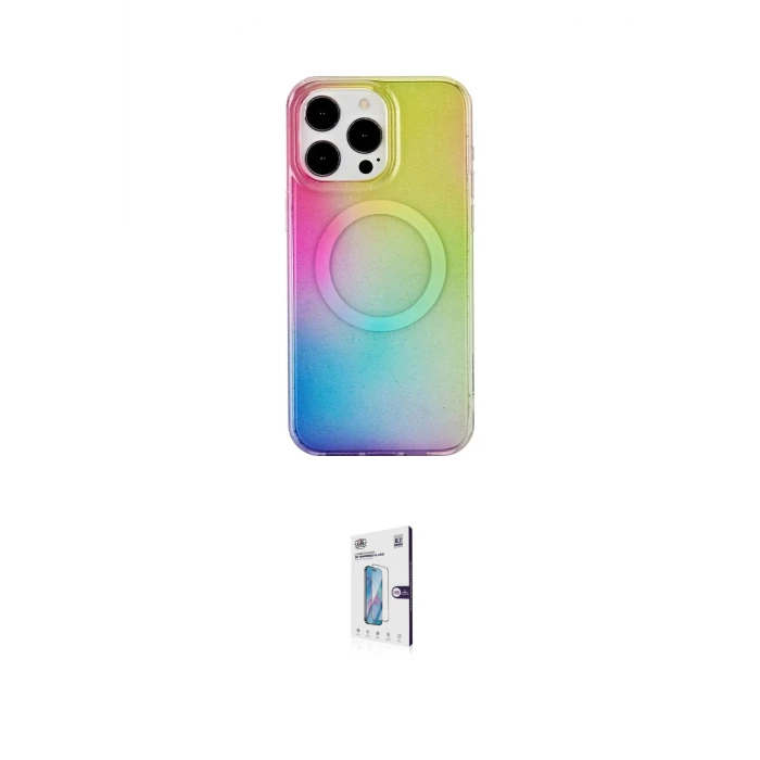 ieg™ iPhone 15 Pro Kılıf Pusula Form - Siyah Bilvis 0.18mm Plus Cam Ekran Koruyucu