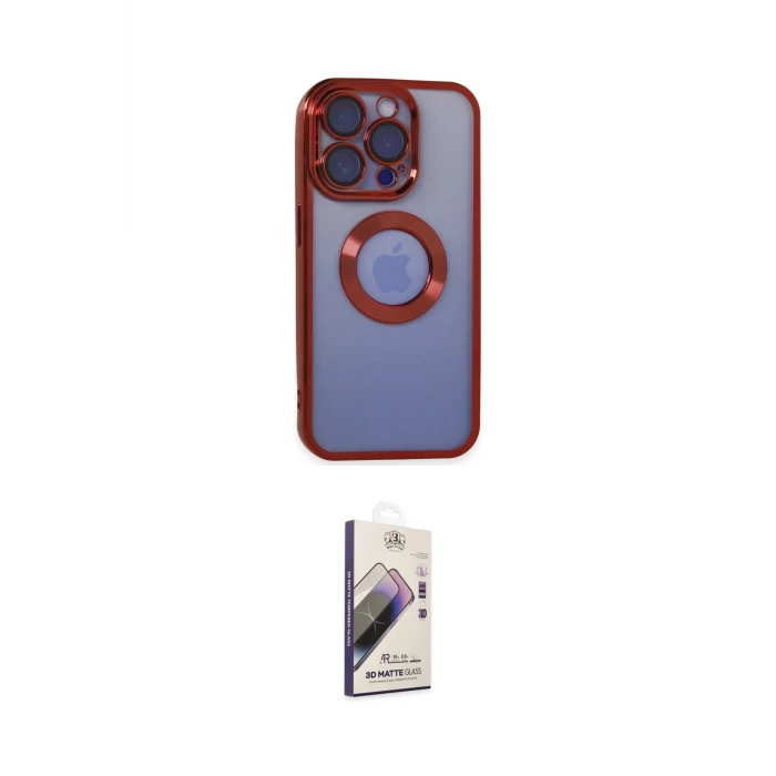 ieg™ iPhone 15 Pro Kılıf Pusula Form - Siyah Bilvis 3D Mat Cam Ekran Koruyucu