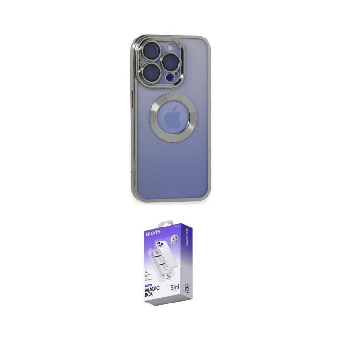ieg™ iPhone 15 Pro Kılıf Pusula Form - Siyah Bilvis 5in1 3D Magic Cam Ekran Koruyucu