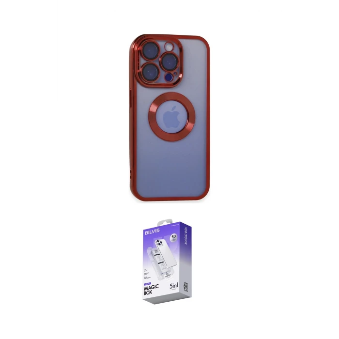 ieg™ iPhone 15 Pro Kılıf Pusula Form - Siyah Bilvis 5in1 3D Magic Cam Ekran Koruyucu