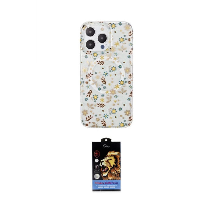 ieg™ iPhone 15 Pro Kılıf Pusula Form - Siyah Buffer Hayalet Cam Ekran Koruyucu