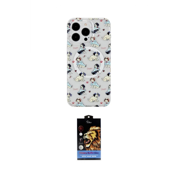 ieg™ iPhone 15 Pro Kılıf Pusula Form - Siyah Buffer Hayalet Cam Ekran Koruyucu