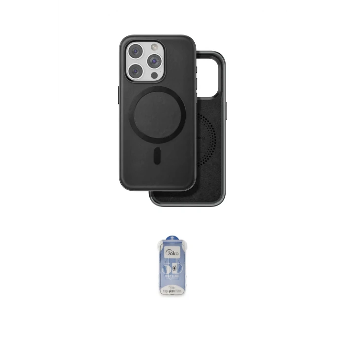 ieg™ iPhone 15 Pro Kılıf Pusula Işık Koleksiyonu - Siyah Joko Magic 5D Cam
