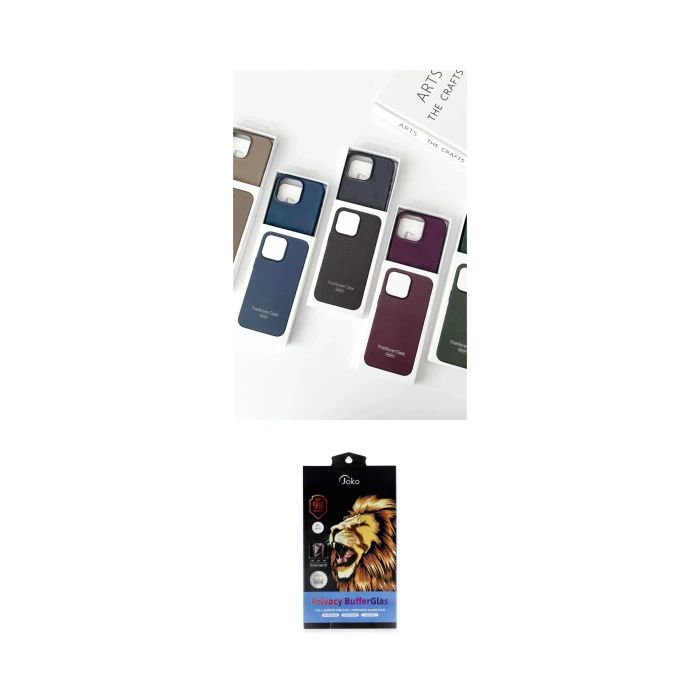 ieg™ iPhone 15 Pro Kılıf Pusula Modern - Siyah Buffer Hayalet Cam Ekran Koruyucu