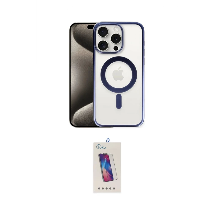 ieg™ iPhone 15 Pro Kılıf Siluet Çizgi Serisi - Siyah Joko 5D Cam