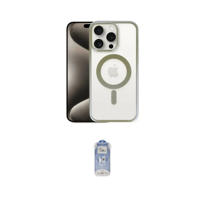 ieg™ iPhone 15 Pro Kılıf Siluet Çizgi Serisi - Siyah Joko Magic 5D Cam