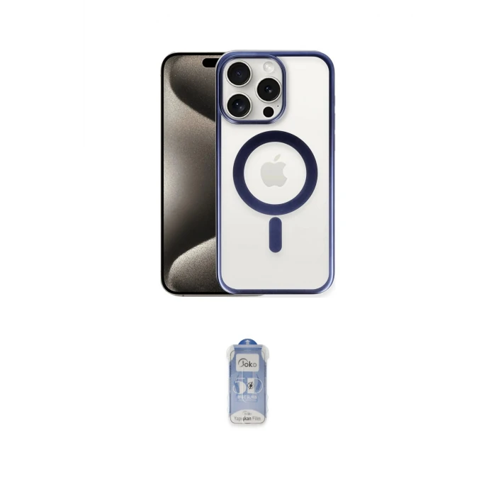 ieg™ iPhone 15 Pro Kılıf Siluet Çizgi Serisi - Siyah Joko Magic 5D Cam