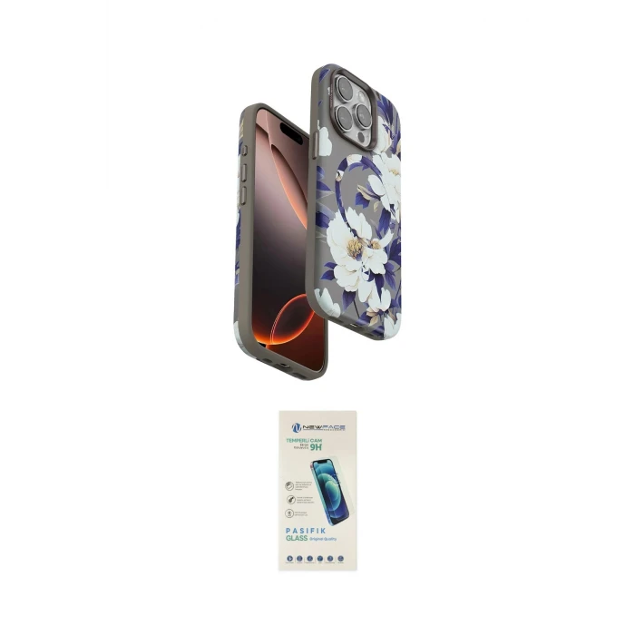 ieg™ iPhone 15 Pro Kılıf Siluet Doku - Şeffaf Pasifik Cam Ekran Koruyucu