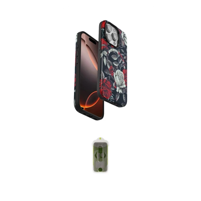 ieg™ iPhone 15 Pro Kılıf Siluet Doku - Siyah Joko Magic 5D Hayalet Cam