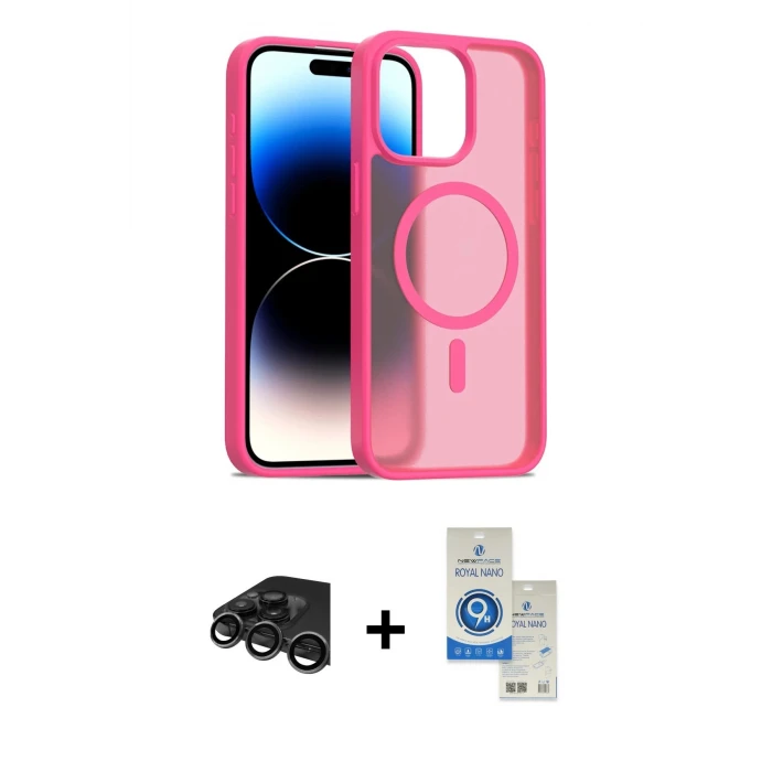 ieg™ iPhone 15 Pro Kılıf Siluet Minimal Prime - Şeffaf Royal Nano Ekran Koruyucu + Raze Metal Kamera Lens - TMGI