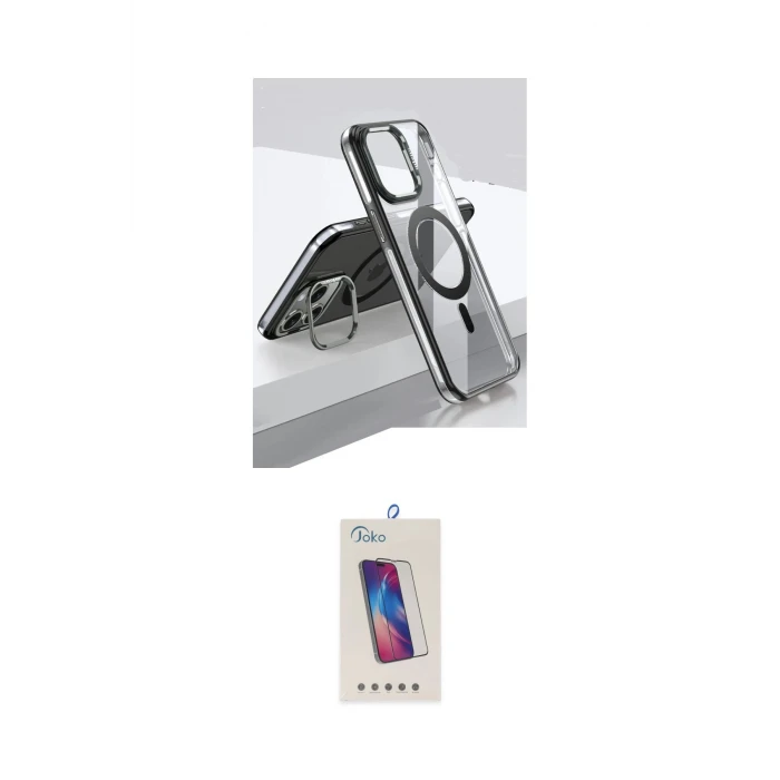 ieg™ iPhone 15 Pro Kılıf Vadi Çizgi Özel Seri - Siyah Joko 5D Cam