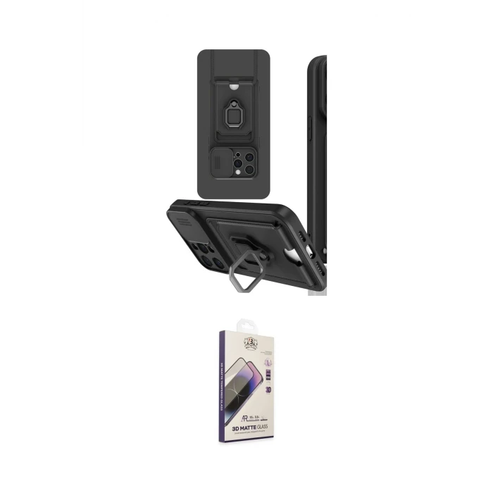ieg™ iPhone 15 Pro Kılıf Vadi Form Prime - Siyah Bilvis 3D Mat Cam Ekran Koruyucu