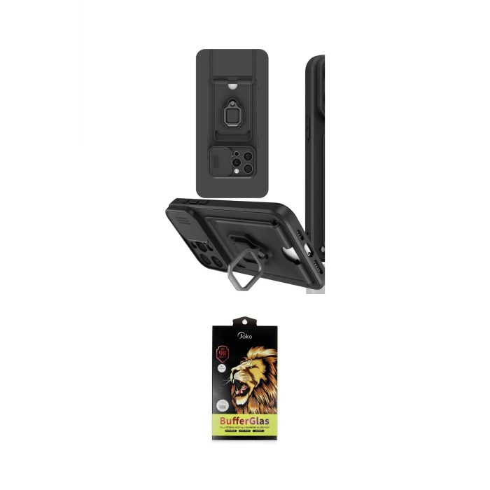 ieg™ iPhone 15 Pro Kılıf Vadi Form Prime - Siyah Buffer Cam Ekran Koruyucu