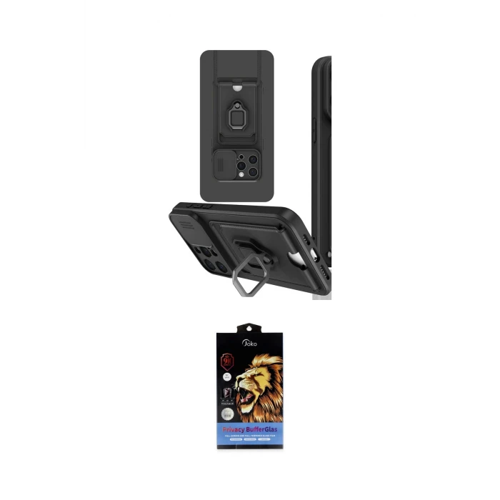 ieg™ iPhone 15 Pro Kılıf Vadi Form Prime - Siyah Buffer Hayalet Cam Ekran Koruyucu