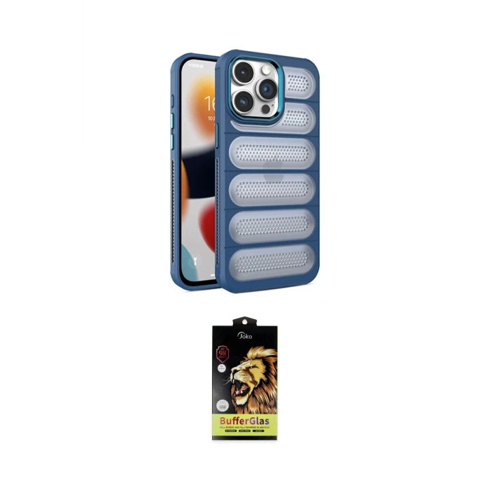 ieg™ iPhone 15 Pro Kılıf Yadigar Doku Özel Seri - Siyah Buffer Cam Ekran Koruyucu