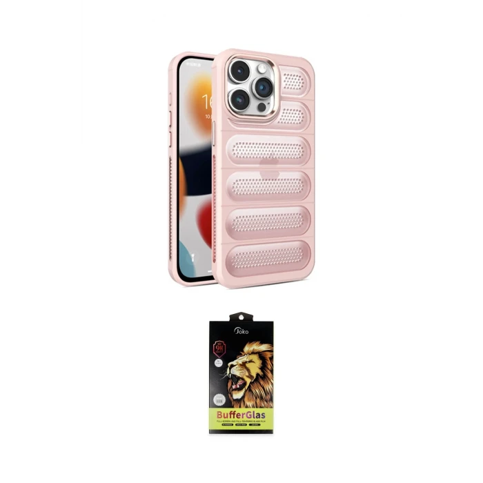 ieg™ iPhone 15 Pro Kılıf Yadigar Doku Özel Seri - Siyah Buffer Cam Ekran Koruyucu