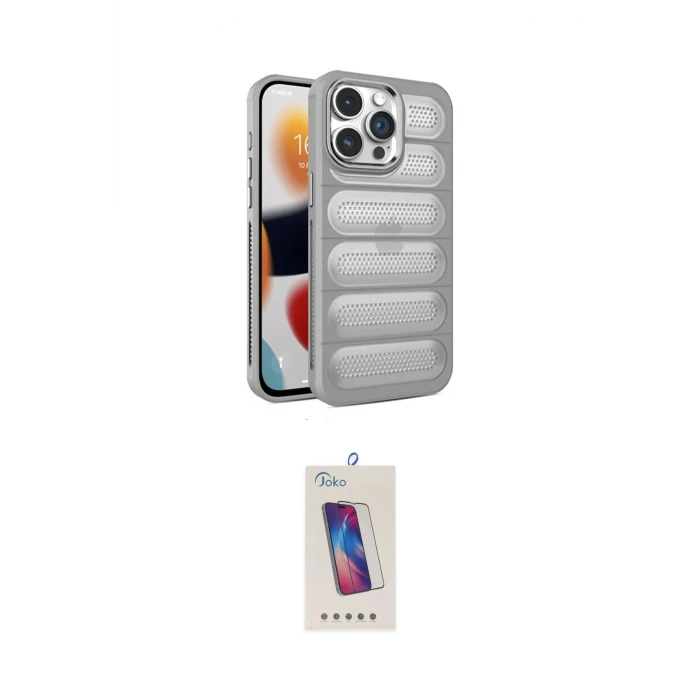 ieg™ iPhone 15 Pro Kılıf Yadigar Doku Özel Seri - Siyah Joko 5D Cam