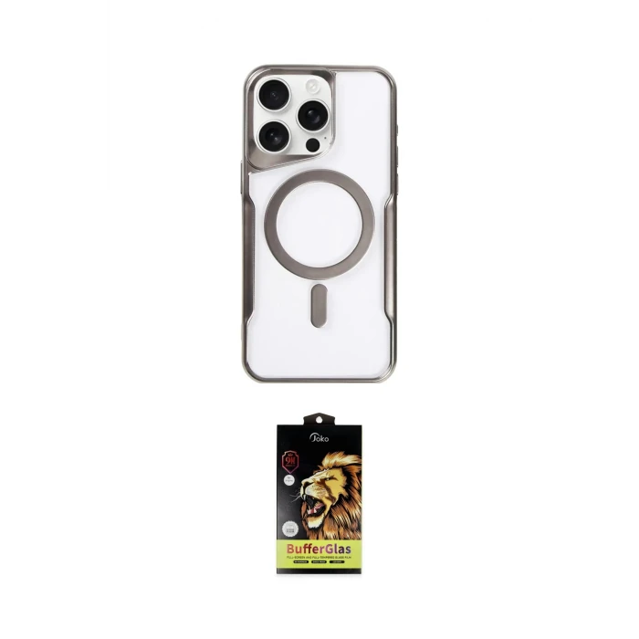 ieg™ iPhone 15 Pro Kılıf Yadigar Klasik Özel Seri - Siyah Buffer Cam Ekran Koruyucu