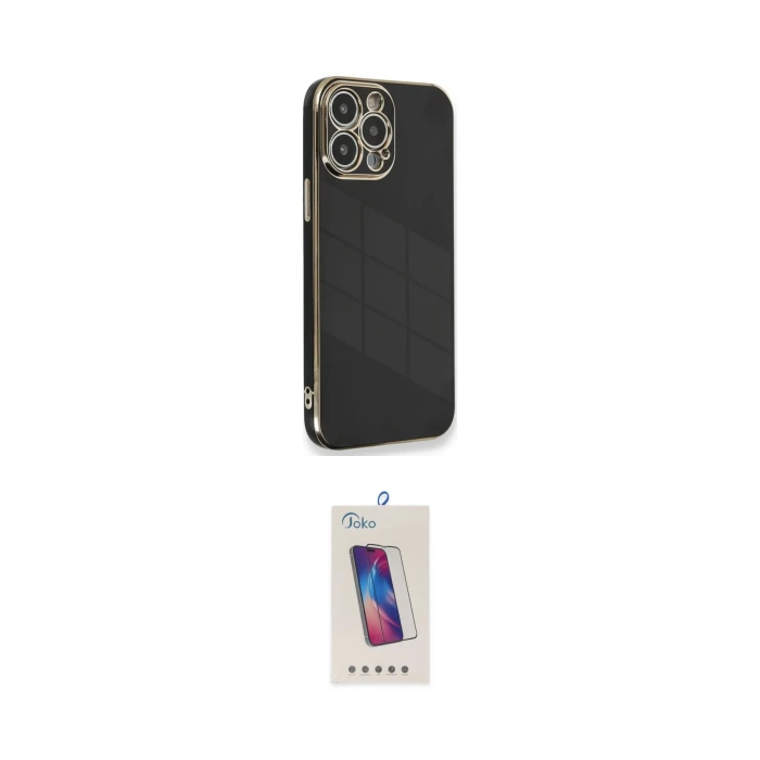 ieg™ iPhone 15 Pro Kılıf Yankı Serisi - Siyah Joko 5D Cam