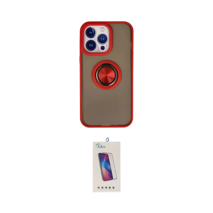 ieg™ iPhone 15 Pro Kılıf Yörünge Çizgi - Siyah Joko 5D Cam