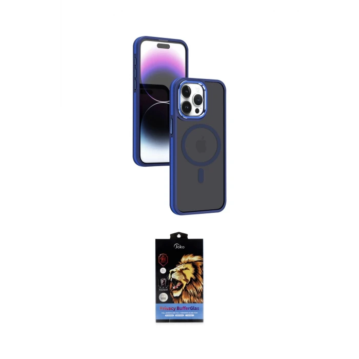 ieg™ iPhone 15 Pro Kılıf Yörünge Klasik - Siyah Buffer Hayalet Cam Ekran Koruyucu