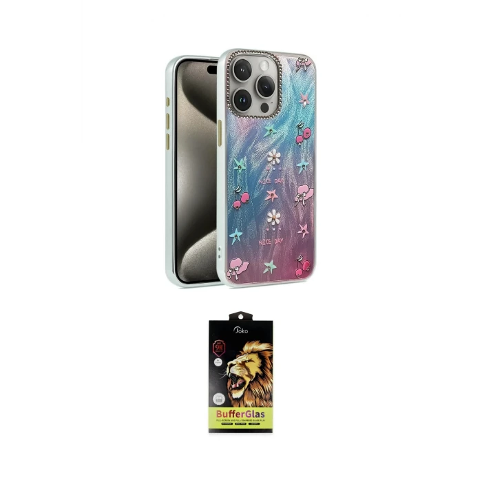 ieg™ iPhone 15 Pro Kılıf Zirve Modern Prime - Siyah Buffer Cam Ekran Koruyucu