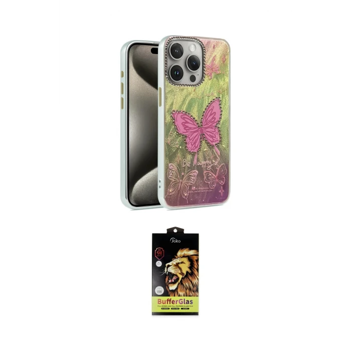 ieg™ iPhone 15 Pro Kılıf Zirve Modern Prime - Siyah Buffer Cam Ekran Koruyucu