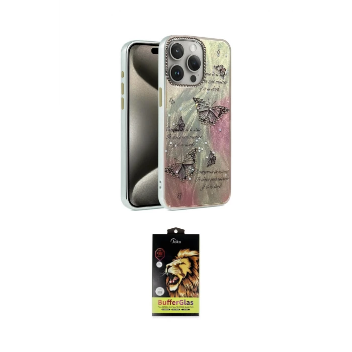 ieg™ iPhone 15 Pro Kılıf Zirve Modern Prime - Siyah Buffer Cam Ekran Koruyucu