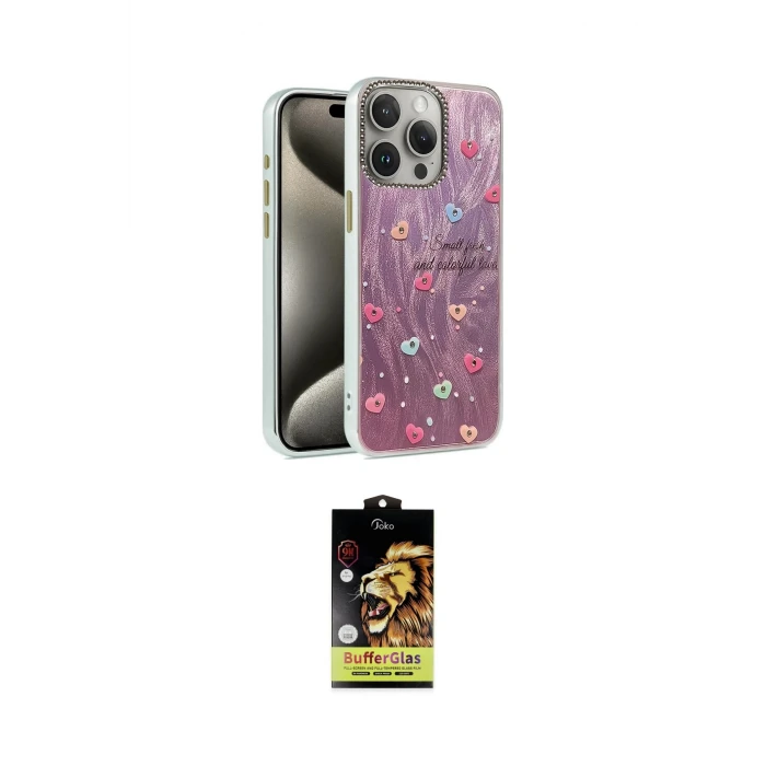 ieg™ iPhone 15 Pro Kılıf Zirve Modern Prime - Siyah Buffer Cam Ekran Koruyucu