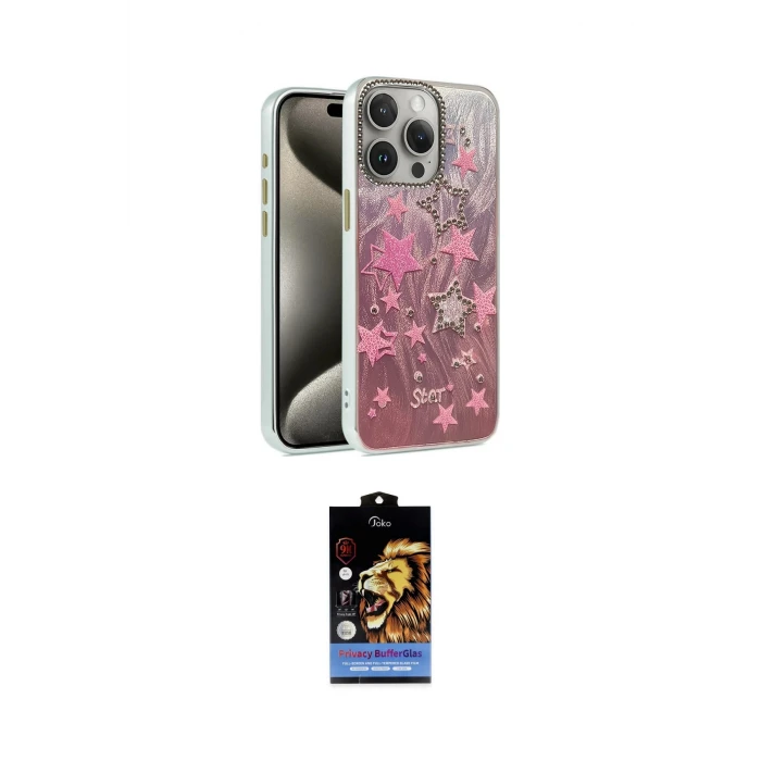 ieg™ iPhone 15 Pro Kılıf Zirve Modern Prime - Siyah Buffer Hayalet Cam Ekran Koruyucu