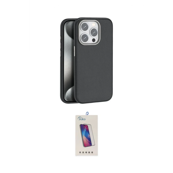 ieg™ iPhone 15 Pro Kılıf Zirve Modern Prime - Siyah Joko 5D Cam