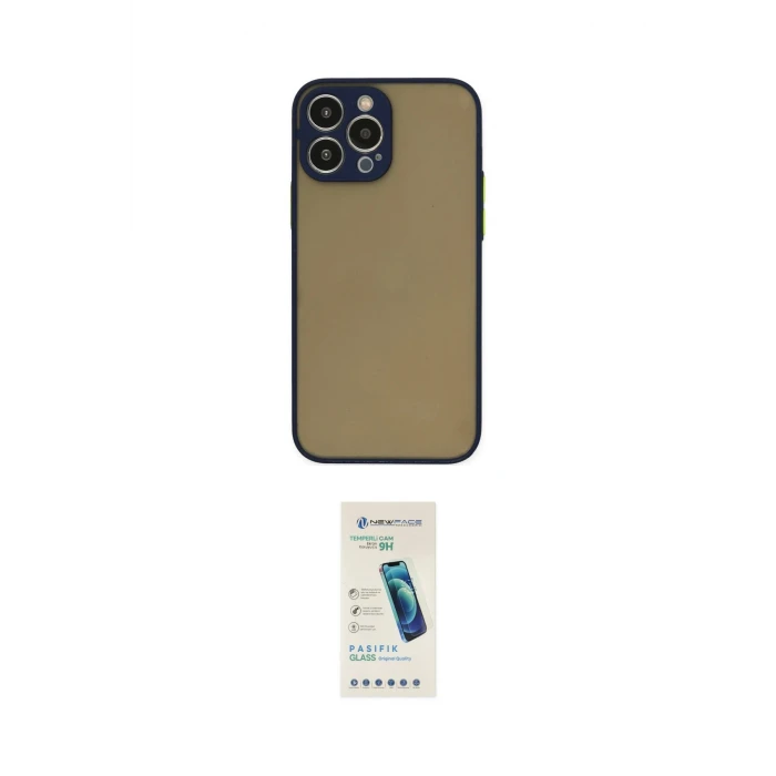 ieg™ iPhone 15 Pro Max Kılıf Ahenk Çizgi Serisi - Şeffaf Pasifik Cam Ekran Koruyucu