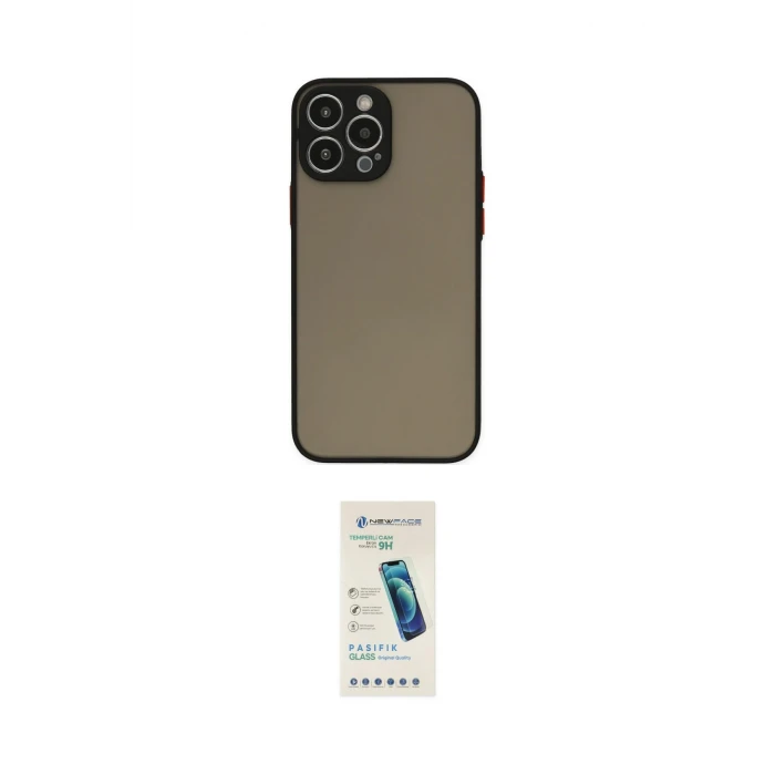 ieg™ iPhone 15 Pro Max Kılıf Ahenk Çizgi Serisi - Şeffaf Pasifik Cam Ekran Koruyucu