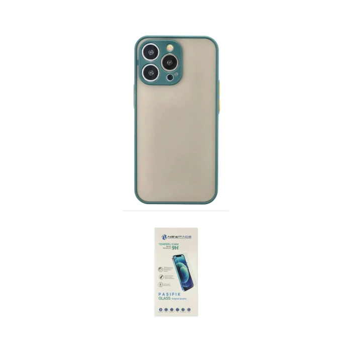 ieg™ iPhone 15 Pro Max Kılıf Ahenk Çizgi Serisi - Şeffaf Pasifik Cam Ekran Koruyucu