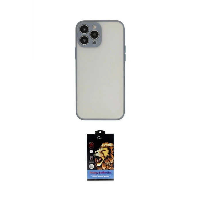 ieg™ iPhone 15 Pro Max Kılıf Ahenk Çizgi Serisi - Siyah Buffer Hayalet Cam Ekran Koruyucu