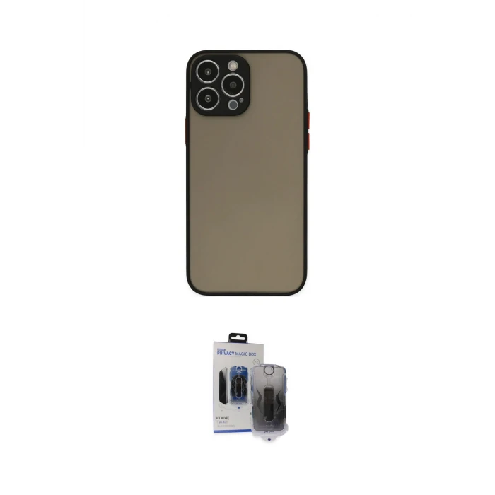 ieg™ iPhone 15 Pro Max Kılıf Ahenk Çizgi Serisi - Siyah Vanessa Magic Hayalet Cam
