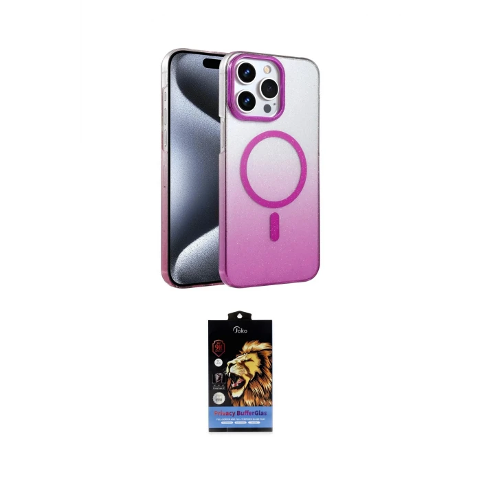 ieg™ iPhone 15 Pro Max Kılıf Ahenk Doku Özel Seri - Siyah Buffer Hayalet Cam Ekran Koruyucu