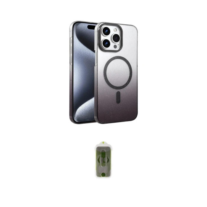 ieg™ iPhone 15 Pro Max Kılıf Ahenk Doku Özel Seri - Siyah Joko Magic 5D Hayalet Cam