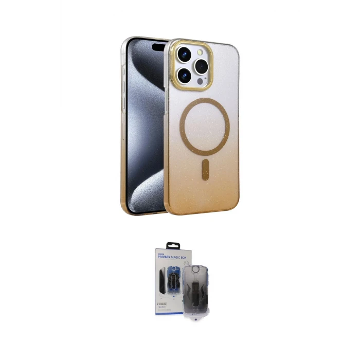 ieg™ iPhone 15 Pro Max Kılıf Ahenk Doku Özel Seri - Siyah Vanessa Magic Hayalet Cam