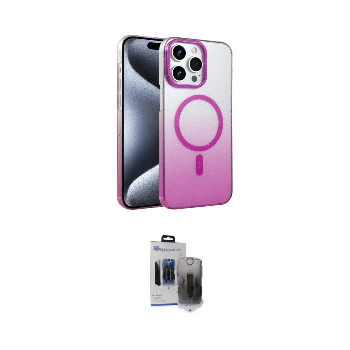 ieg™ iPhone 15 Pro Max Kılıf Ahenk Doku Özel Seri - Siyah Vanessa Magic Hayalet Cam