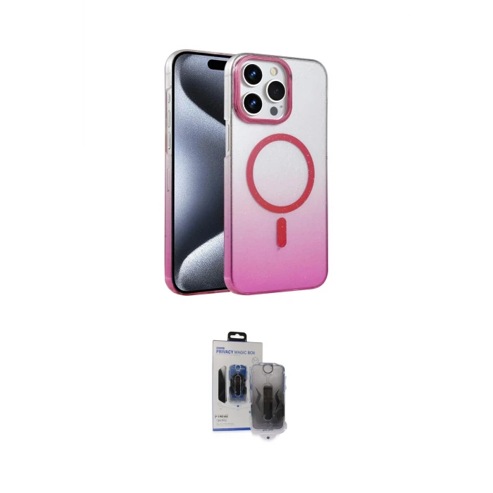 ieg™ iPhone 15 Pro Max Kılıf Ahenk Doku Özel Seri - Siyah Vanessa Magic Hayalet Cam