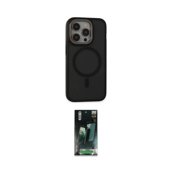 ieg™ iPhone 15 Pro Max Kılıf Ahenk Form Serisi - Şeffaf 360 Full Body Arka Koruyucu