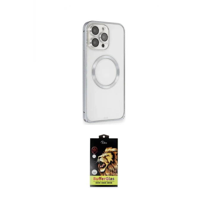 ieg™ iPhone 15 Pro Max Kılıf Ahenk Işık Serisi - Siyah Buffer Cam Ekran Koruyucu