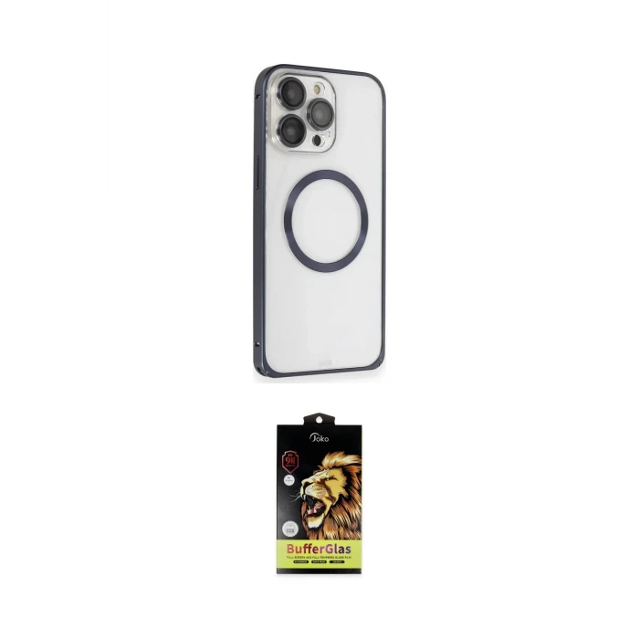 ieg™ iPhone 15 Pro Max Kılıf Ahenk Işık Serisi - Siyah Buffer Cam Ekran Koruyucu